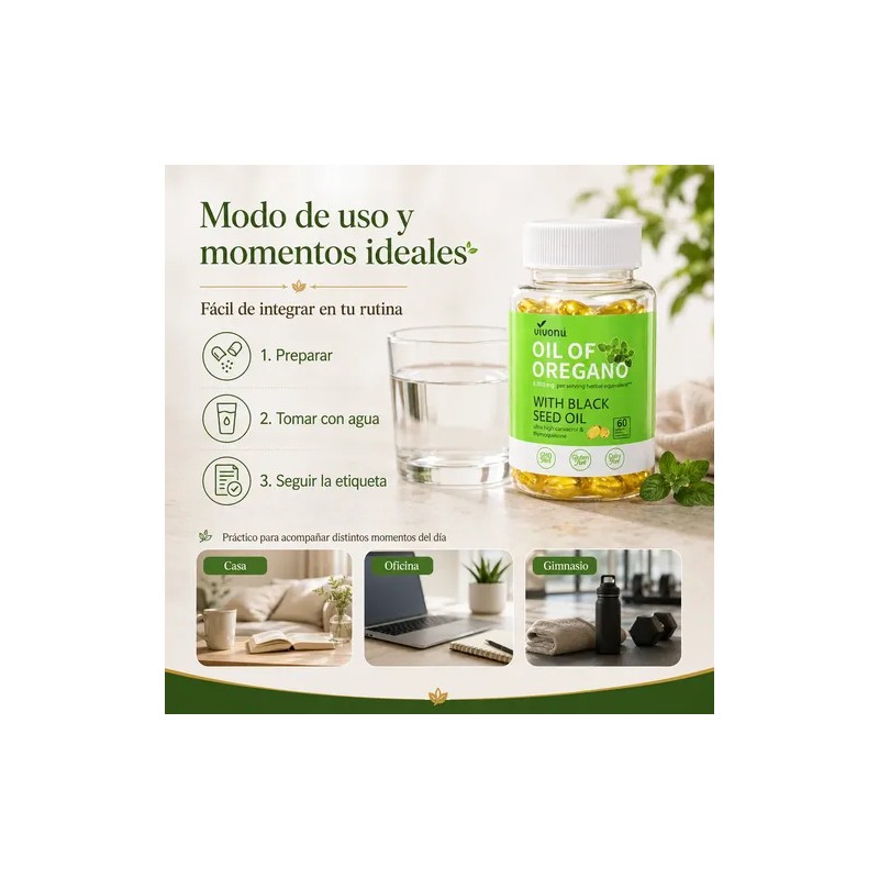 Aceite De Orégano Natural Suplemento Dietético 60 Cápsulas