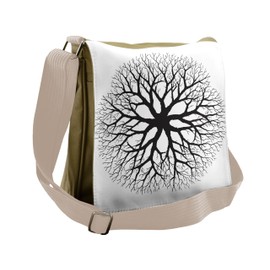 Lunarable Tree of Life Messenger Bag, Dry Branches Circle, Unisex Cross-body