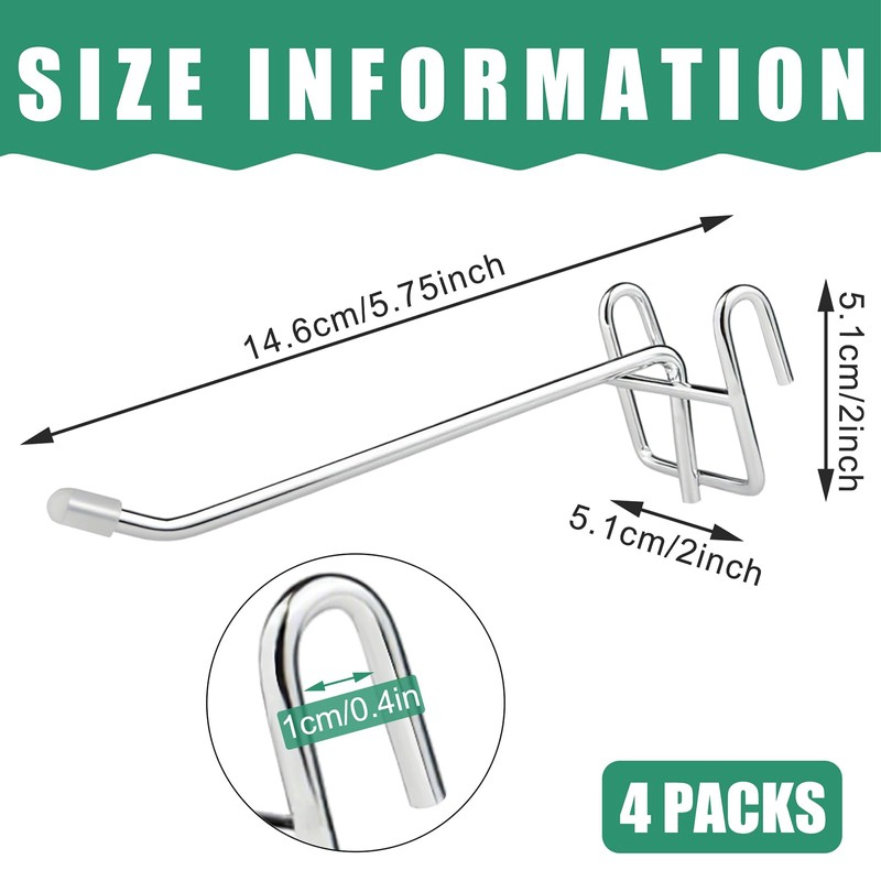 QTRQTR 4 Pcs Hooks for Wire Shelving, Heavy Duty Metal