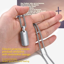 PROSTEEL Serenity Prayer Christian Jewelry Religious Necklace Silver Stainless Steel Chain Pendant Mens Jewelry