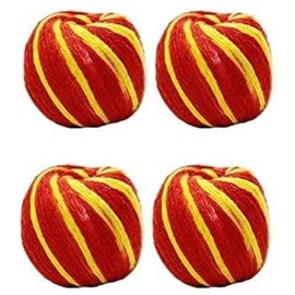 Generic S,S Store Cotton Pooja Kalawa Moli,Mauli,kalava,Nada chhadi,Thread Roll,Sacred Thread Shudh Dhaga (Red Yellow Cotton Ball, Set of 4)