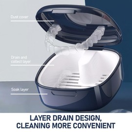 Set of 2 Denture Box Dentures Box Dentures Container Denture Box with Strainer with Hanger for Storing Dentures Braces Portable Suitable for Going Out and Travel