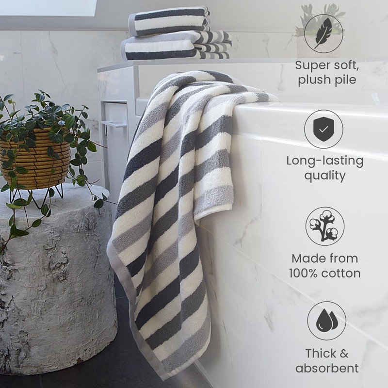 Allure Cali Striped Hand Towels Pack of 2 50 x
