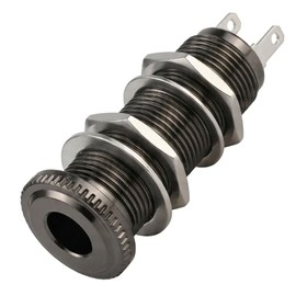 qinhretuo 3Pins 1/4" Copper Guitar & Bass Barrel Jack | Stereo/Mono Cylinder Input Output Connector, Chrome Finish (Gun Black)