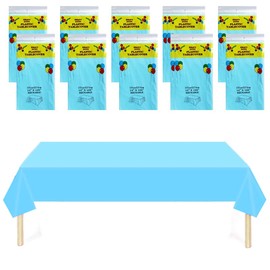 BEFANS 10 Pack Blue Plastic Tablecloths for Rectangle Tables, 54 x108 Inch Plastic Table Cloths for Parties Disposable for Birthday & Weddings, Table Cover for Festival Party(Blue)