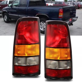 1 Pair Tail Light Rear Lamp Compatible with 1999-2002 Chevy Silverado,99-06 GMC Sierra 1500 2500 3500 1500 HD 2500HD Left Driver And Right Passenger Side Taillights Brake Lamp, Black Border Red Lens