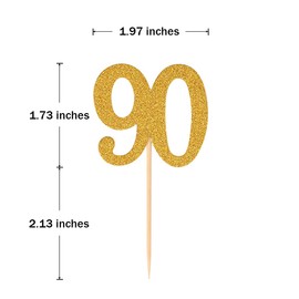 Donoter - Decoración para magdalenas de 30 cumpleaños, diseño de número 30, color dorado con purpurina para decoración de fiestas de aniversario, 50 unidades