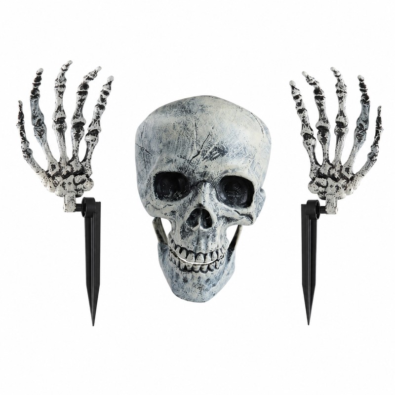 Halloween Skeleton Yard Decoration – 3-Piece Skull & Bone Arm