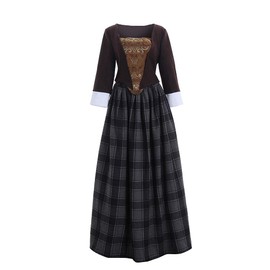 Women's Scottish Highland Dress Claire Fraser Cosplay Costume Dress from Outlander (XL, Gray)