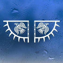 Minglewood Trading Viking Raven Flag Banners Vinyl Decal - Mirrored Pair Hugin Munin Norse Mythology - Die Cut Sticker