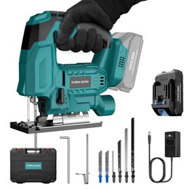 CAMXTOOL Cordless Jig Saw with Battery & Charger, Jigsaw Tool for Makita 18V Battery, with LED Light, Varible Speed, Bevel Angle (0°-45°), 3-Position Orbital Jig Saw for Wood PVC Metal Cutting