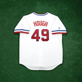 Majestic Charlie Hough 1972 Texas Rangers Cooperstown Men's Home White Throwback Jersey - L
