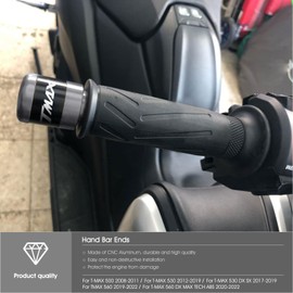 MOLONG Motorcycle Handlebar Grips End Caps Aluminium for T-MAX 500 2008-2011 T-MAX 530 2012-2019 T-MAX 530 DX SX 2017-2019 TMAX 560 2019-2022 T-MAX 560 DX MAX TECH ABS 22 02020-2022 grey