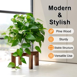 Vigordream Plant Stand, Indoor/Outdoor Wood Plant Holder, Single Flower Pot Stand, Sturdy Planter Stands, Fit 5-15 Inch Pots