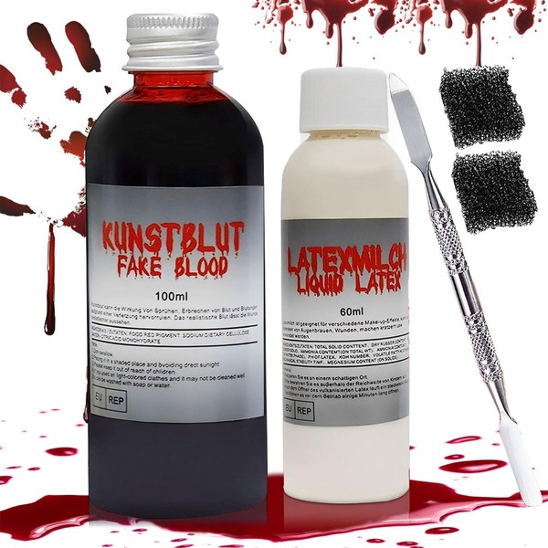 Halloween Artificial Blood Set, Realistic 100 ml Washable Fake Blood