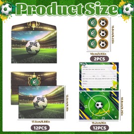 Dncvb 12 Invitation Cards Football Children's Birthday Party with 12 Envelopes and 12 Stickers, Football Invitation Cards Boys, Football Birthday Invitations, Party Invitations for Boys and Girls