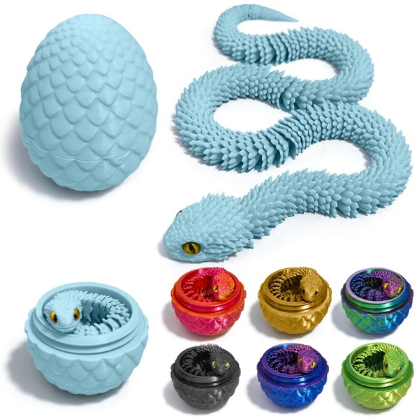 12'' 3D Printed Snake with Egg 3D Snake Figure in