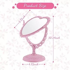 Chengu Espejo Giratorio De Doble Cara Forma De Corazon Con 8 Peines