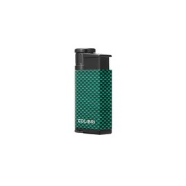 Colibri EVO Angled Single Jet Flame Butane Lighter, Windproof & Refillable, User-Friendly with Carbon Fiber Grip, Blue Fuel Window and Adjustable Flame - Sleek Design (Green Carbon Fiber)