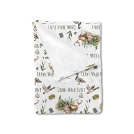 HawSkgFub Crawl Walk Hunt Mallard Duck Deer Baby Blanket Boys Shower Gift, Wild Animal Hunting Flannel Fleece Nursery Bed Receiving Swaddle, Soft Lightweight Newborn Infant Toddler Crib Bedding 30x40