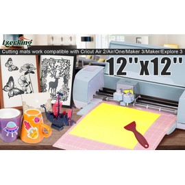 Lzerking Cutting Mat for Cricut Pack Accessories and Supplies Variety Replacement Cut Pads Cricket Cards Standard Light Strong Frabic for Maker/Maker 3/Air/Air 2 with Scraper Pick Needle