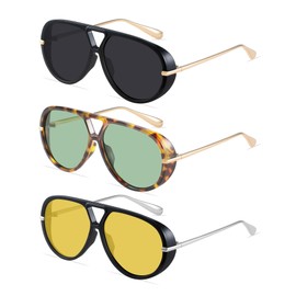 GRFISIA Retro Aviator Sunglasses for Women Men Trendy Oversized Round Sun Glasses Vintage Shield Shades