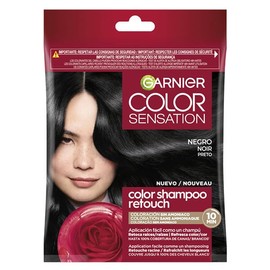 Garnier Color Shampoo Retouch Permanent Hair Colour Black - 100% Coverage for White Hair - Lasts up to 4 Weeks