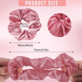 6 Pieces Satin Scrunchies for Women Girls - Elastic Ponytail Holders, Cute Big Hair Ties, No Hurt Hair Accessories (Pink Color, Medium)