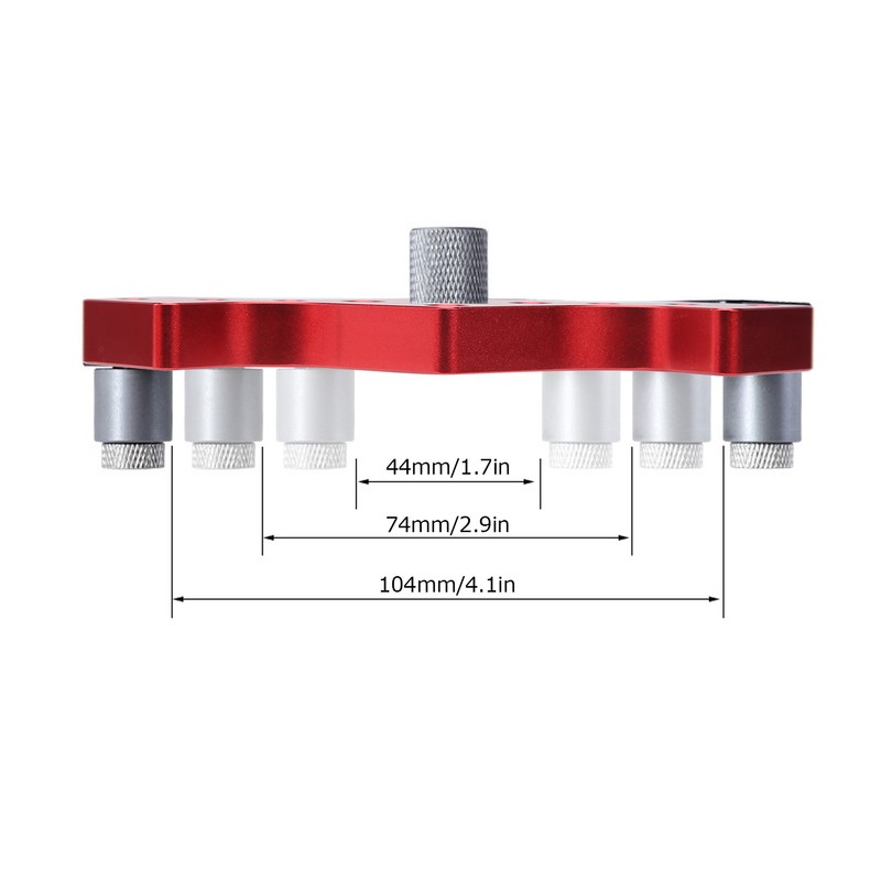 Woodworking Straight Hole Punch Locator Red Aluminum Alloy with Drill