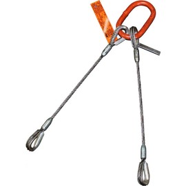 Two Leg Wire Rope Sling | EIPS 6x25 IWRC | Heavy-Duty Thimble-to-Thimble | 9/16" Dia. | 5' Length | EIPS 6x25 IWRC | Hanes Supply (HSI) Heavy Duty Rigging Cable for Lifting and Towing