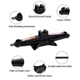 1.5-ton Scissor Jack in Your car's Roadside Emergency kit, Must-Have Spare tire Replacement Stand Tool for Your Vehicle, Telescoping Lug Nut Removal Tool, Ratchet Wrench (QJD1.5T-Set)