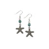 Starfish Charm Earrings with Turquoise Colored Stone Accent Beads on