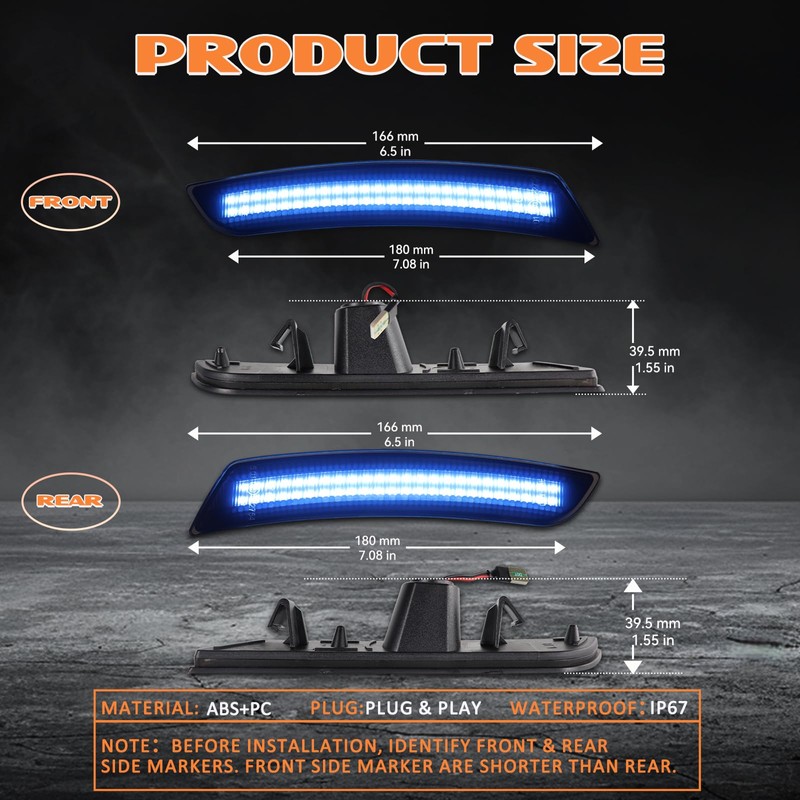 AreLokpri Front Rear Bumper Side Marker Lights Compatible with Chevy
