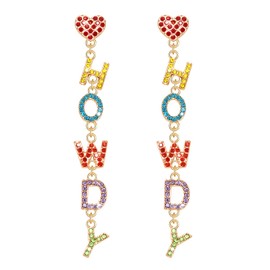 Western Earrings For Women Rodeo Cowgirl Dangle Earrings ,Sparkly Rhinestone Crystal Disco Cowboy HOWDY Heart Dangling Earrings Statement Long Drop Dangly Earrings Jewelry ,Country Concert Nashville Bachelorette Party Outfits Accessories for Cowgirl Girl