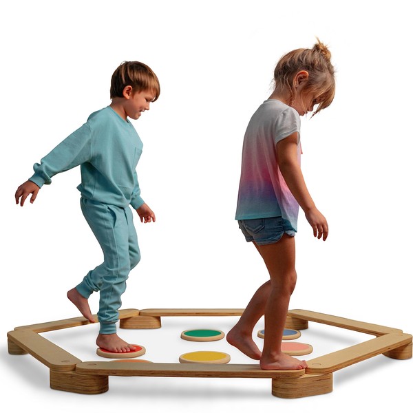 Avenlur Majesty Balance Beam for Kids - Toddler Stepping Stones and Connectors - Waldorf and Montessori Balance Board for Kids Ages 2 to 8 Years Old - Gymnastic Baby Obstacle Course