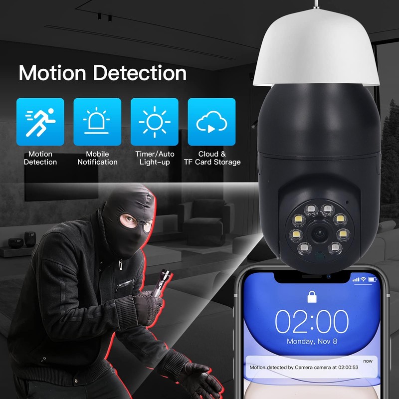 Light Bulb Security Camera Wireless Wifi Video Intercom E27 Infrared