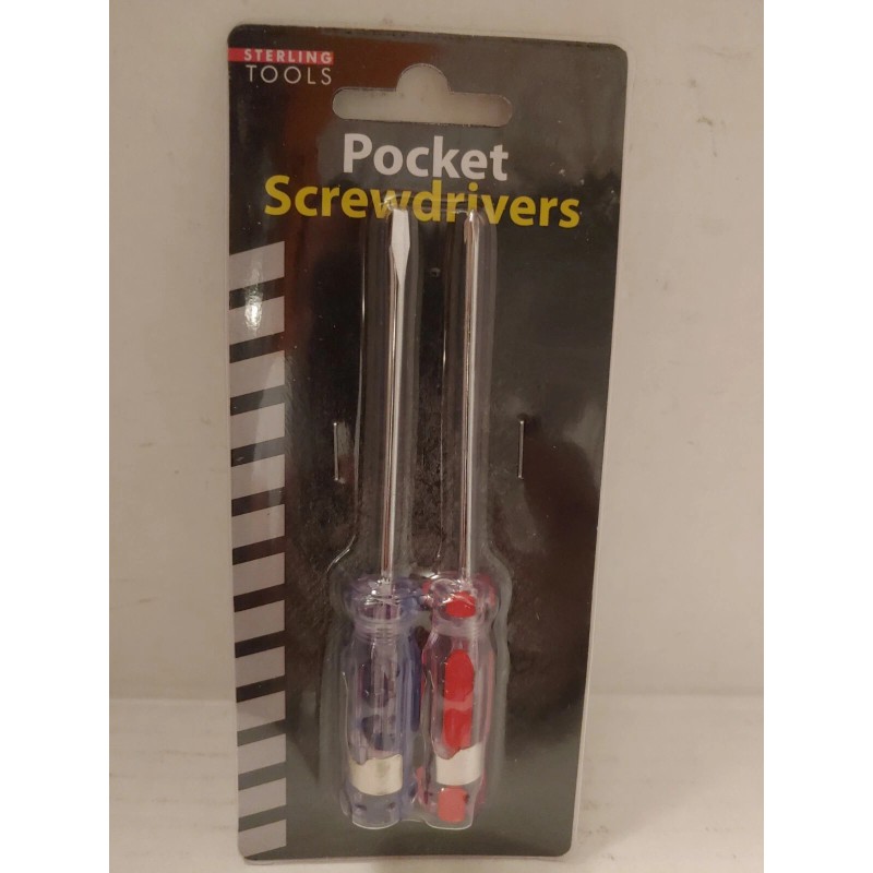 STERLING TOOLS POCKET SCREWDRIVERS SET OF FLAT & PHILLIPS 5"_NEW.