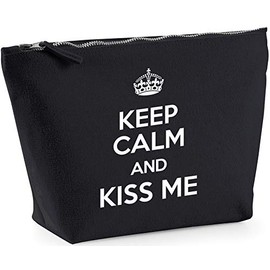 Hippowarehouse Keep Calm and Kiss Me printed make up cosmetic wash bag 18x19x9cm