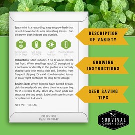 Survival Garden Seeds Mint Collection Seed Vault - Peppermint, Spearmint, Lemon Balm and Catnip Seeds - Grow Herbal Tea & Culinary Herbs - Non-GMO Heirloom Herbs for Outdoor and Indoor Gardens