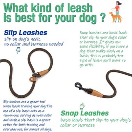 lynxking Dog Leash Rope Dog Training Leash 2FT 6FT Strong Heavy Duty Braided Training Lead Leashes for Small Medium Large Dogs (Brown, Snap Lead-Small 3/8in x 6ft)