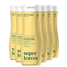 ATTITUDE Clarifying Hair Shampoo, EWG Verified, Restores Shine, Naturally Derived Ingredients, Vegan and Plant Based, Lemon Leaves and White Tea, 16 Fl Oz (Pack of 6)