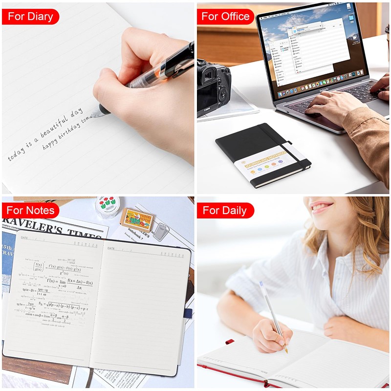 A5 Lined Journal Notebook, 192 pages Leather Hardcover Notebook for