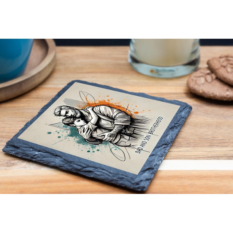 Father & Son Brotherhood – Sentimental Slate Coaster for Dads