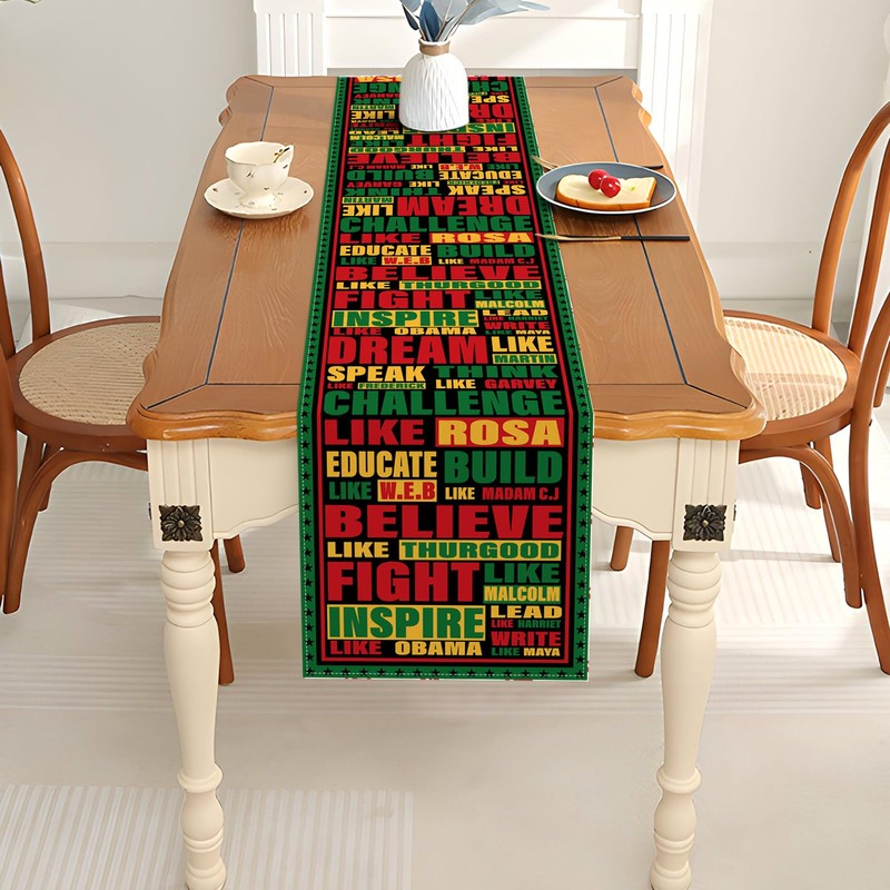 Black History Month Table Runner Juneteenth Afro African American Decoration