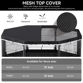 PJYuCien Dog Playpen Top Cover - Fits Most 8 Panels 32 Inch Width Metal Dog Fence Octagonal Pet Pen (Note: Only PlayPen Top Cover, NO PLAYPEN)