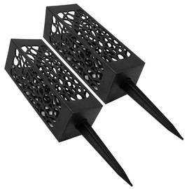 Laroal 2 Pcs Grave Flower Holders, Cemetery Vase For Fresh/Artificial Flowers, Grave Decorations Plastic Rectangle Vases With Detachable Long Spike Black