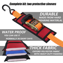 Ratchet Strap Protector Sleeve Universal Tie Down Strap Ratchet Protector for Boat, Trailers, Jetski, Waverunner Red 4 x 12 Inches–Pack of 2