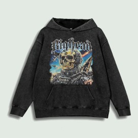 Bighead Astronaut Skull Graphic Hoodie 100% Cotton US Warehouse 6 ColorsColor: Black, Size: L