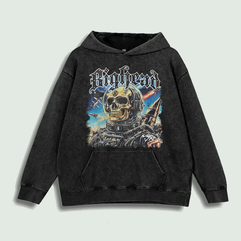 Bighead Astronaut Skull Graphic Hoodie 100% Cotton US Warehouse 6