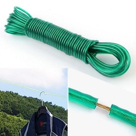 10M Coated Wire Basic Clothesline for Rooftop, Indoor, Camping, and Travel 10M 2ea